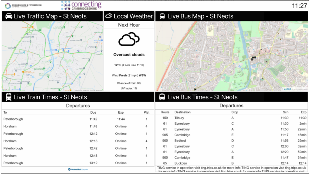 Travel information screen screenshot