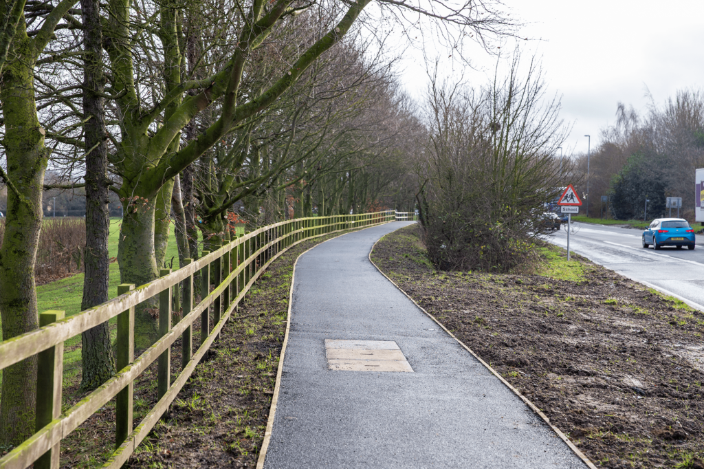 Photo showing a new pathway included as part of Linton Greenway construction.