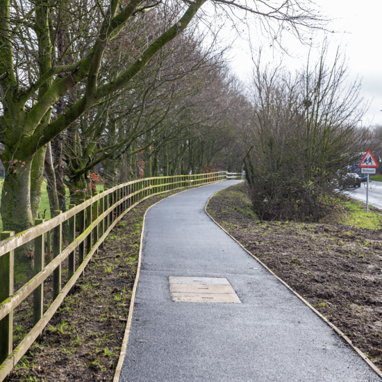 Photo showing a new pathway included as part of Linton Greenway construction.