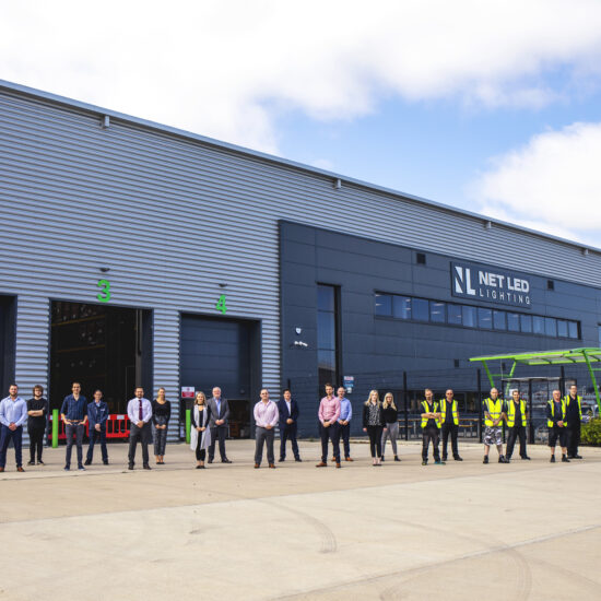 The NET LED team outside their office in Swavesey.