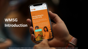 A hand showing a mobile phone for the WM5G presentation slide show.